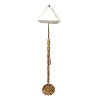 Brass and Onyx Glass Shade Floor Lamp from Unbekannt, 1960s For Sale