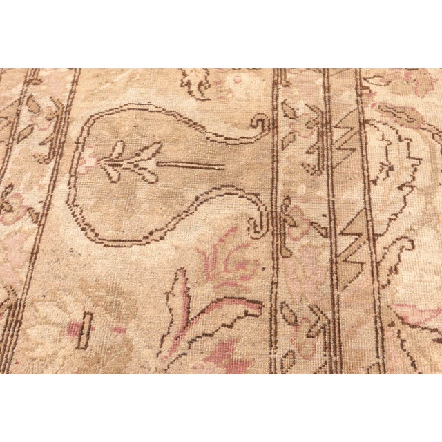 Sand Fine Antique Indian Amritsar Handmade Carpet For Sale - Image 8 of 8