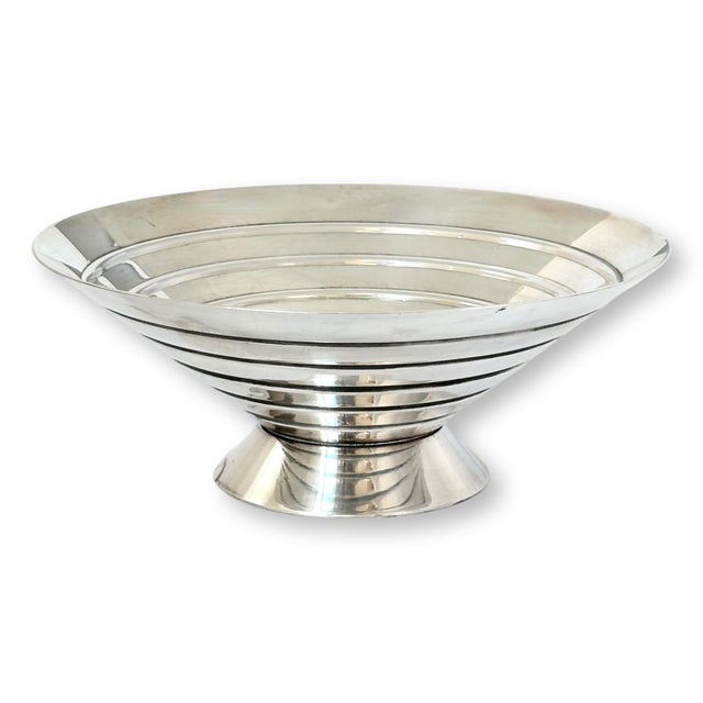 Late 20th Century Art Deco Silver-Plate Centerpiece Bowl For Sale - Image 5 of 5