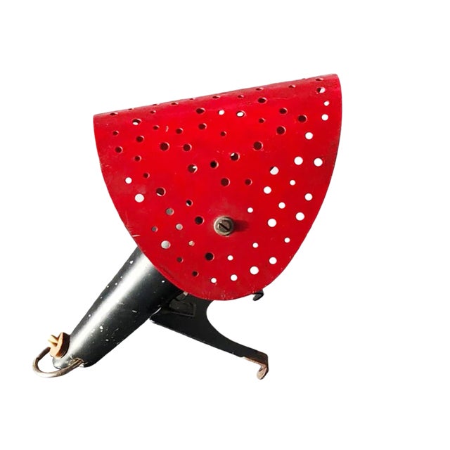 Vintage Red Perforated Shade Table Lamp by Ernest Igl, 1950s For Sale