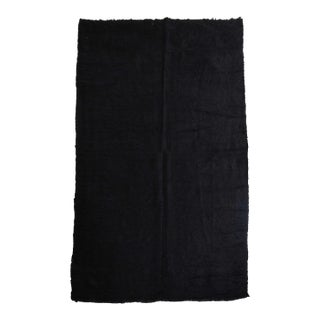 1970s Vintage Handmade Wool Cotton Brown Area Rug For Sale