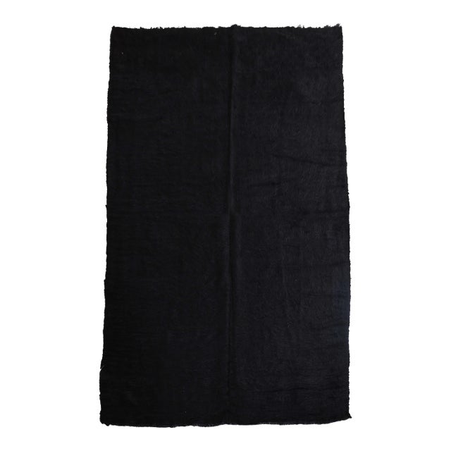 1970s Vintage Handmade Wool Cotton Brown Area Rug For Sale