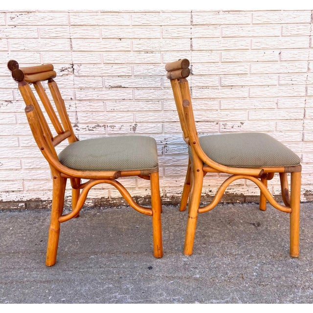 Ficks Reed Vintage Ficks Reed Style Rattan Accent Chairs - Pair For Sale - Image 4 of 8