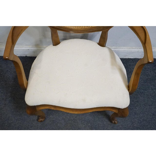 Brown White of Mebane Country French Provincial Caned Round Back Dining Arm Chair For Sale - Image 8 of 9