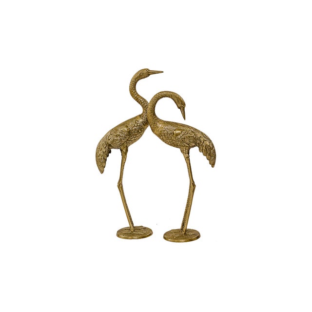 Vintage 24" Bronze & Brass Casted Chinoiserie Mid-Century Cranes. Popular amongst the Hollywood Regency, Mid-Century...