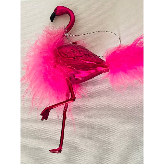 Shabby Chic 1970s 3 Spectacular Old World Glass Christmas Ornaments Flamingos For Sale - Image 3 of 4