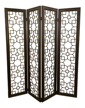 Modern Fret Work Ebony Finished Wood Room Divider