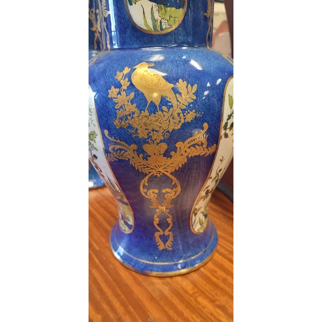 Antique Pr English Chinoiserie Faience Vases For Sale - Image 13 of 16