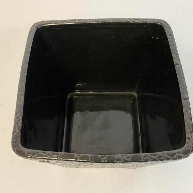 Vintage Boho Chic Contemporary Modern Faux Croc Embossed Ceramic Planters - Set of 3 For Sale - Image 9 of 10