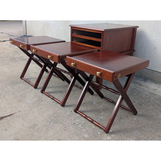 This rare Allen Classics mahogany tray table cabinet seamlessly blends timeless sophistication with modern utility, making...