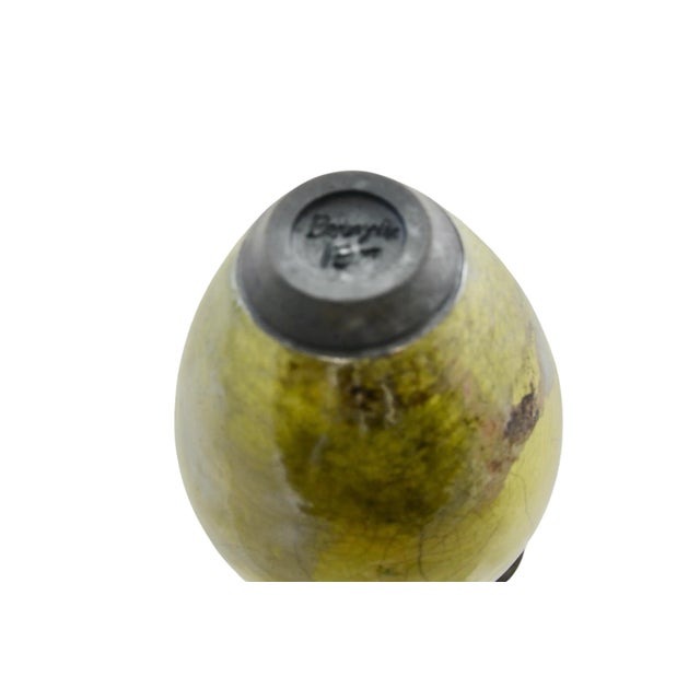 Crackle Glaze Chartreuse Studio Art Vase For Sale In Chicago - Image 6 of 7