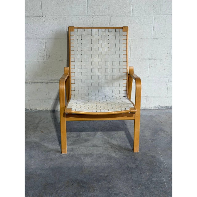 Vintage Swedish Bentwood Lounge Chair Woven Sling Seat Mid Century Modern 1970s For Sale - Image 4 of 10