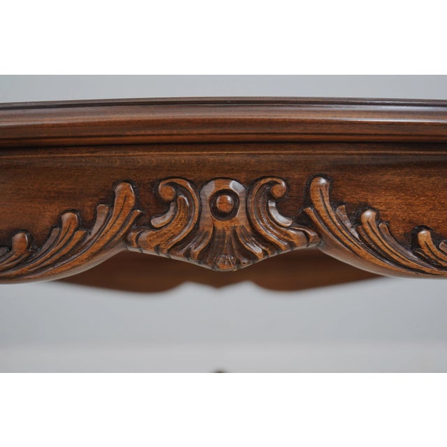 Karges French Style Walnut Glass Top Coffee Table For Sale - Image 10 of 12