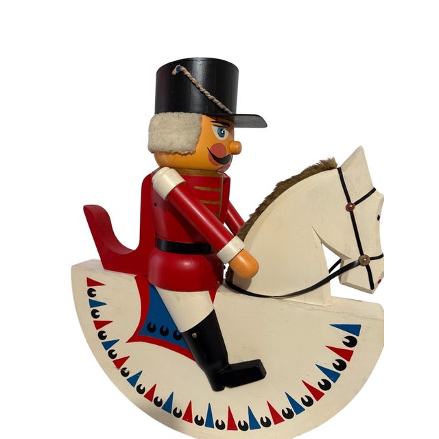 Unknown, Vintage Huge German Folk Art Wood Sculpture Rocking Horse Erzgebirge Reiterlein For Sale - Image 15 of 18