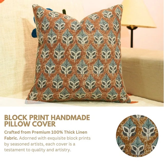 Add a touch of timeless elegance to your home with this handmade block print cushion cover, featuring the traditional...