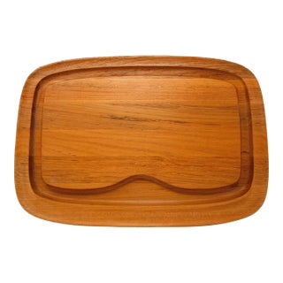 1960s Solid Teak Danish Modern Nissen Carving Platter For Sale