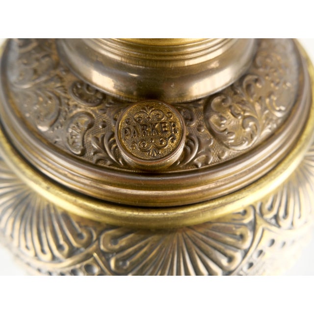 Phenomenal 19h Century Cast Polished Brass Tripod Base Adjustable Height Oil Flor Lamp MINT