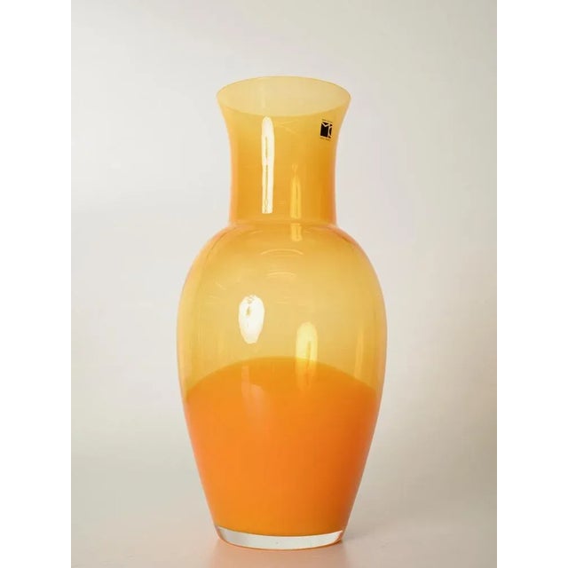 Glass Orange Blown Murano Decorative Glass Vase, Signed attributed to Carlo Moretti, Italy 1970s For Sale - Image 7 of 12