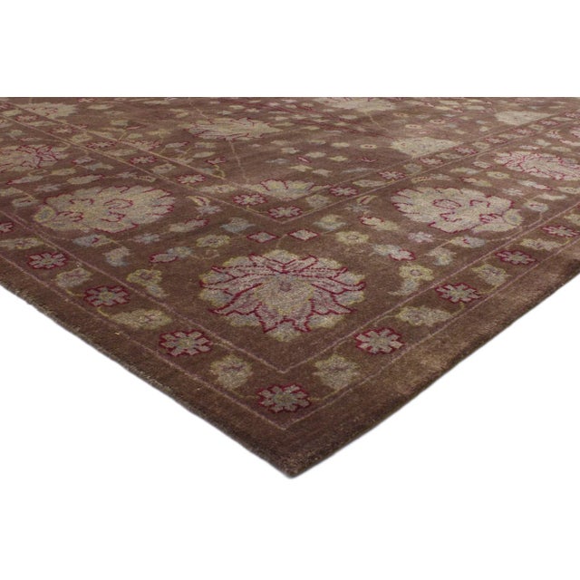 30222 Brown Transitional Area Rug from India, 07'08 X 10'00. Behold a harmonious symphony of nature-inspired elegance with...
