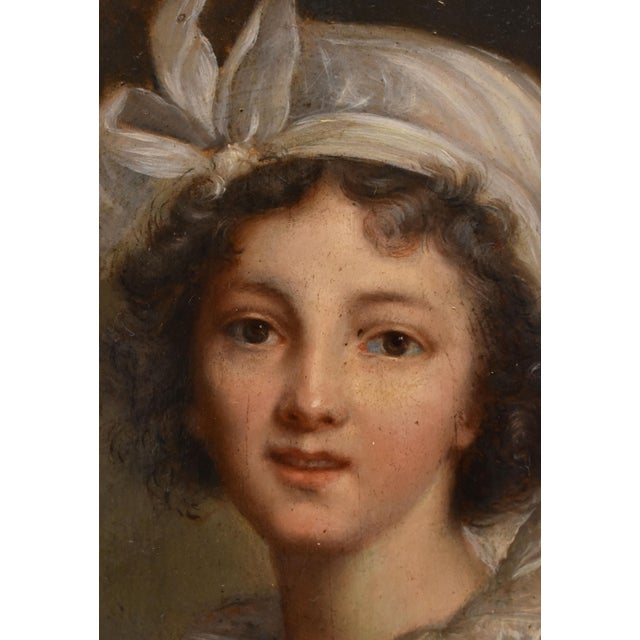 Oval Portrait of Young Woman, Oil on Cardboard, 1878, Framed For Sale - Image 6 of 10