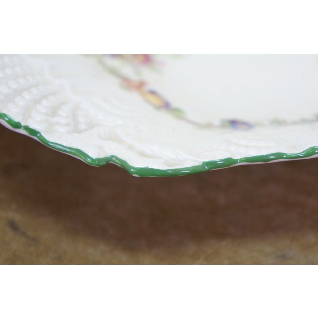 White Antique Coalport Kings Ware Scalloped Floral Compote Dish Shallow Bowl 12" For Sale - Image 8 of 13