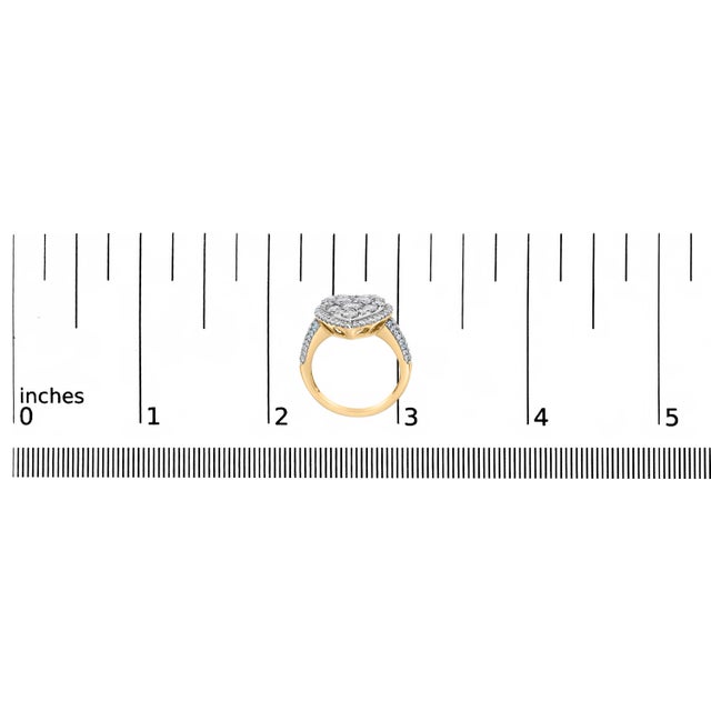 14K Yellow Gold 1 1/2 Cttw Diamond Heart Shaped Composite Ring (H-I Color, SI2-I1 Clarity) - Ring - Size 7 For Sale In New York - Image 6 of 6