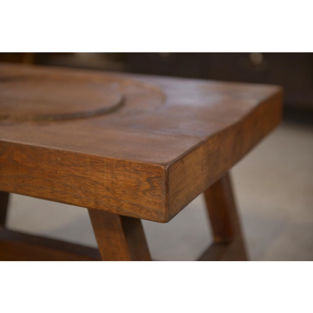 Brutalist Coffee Table in Elm, 1950s, in Very Good conditions. Designed 1950 to 1959