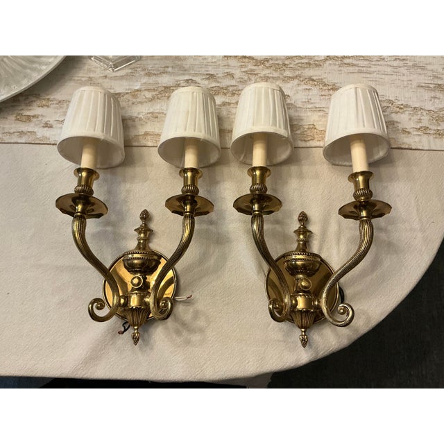 Vintage Greene's Nyc Lighting Mid-Century Solid Spanish Brass Ornate Wall Sconces - Pair For Sale - Image 10 of 10