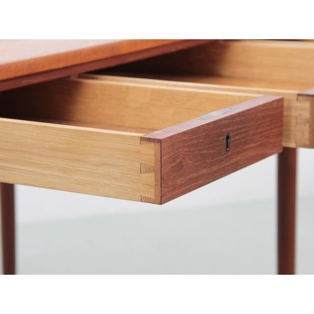 Brown Scandinavian Teak Desk with 2 Flaps attributed to Hans Wegner, 1950s For Sale - Image 8 of 15