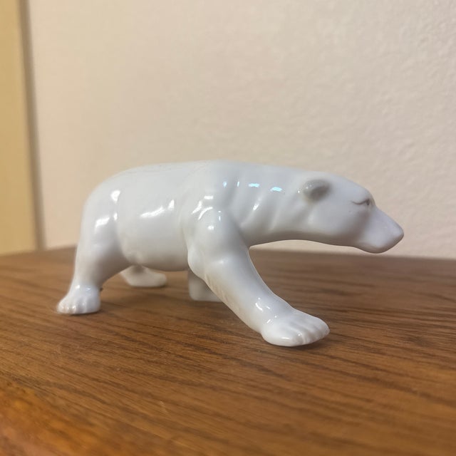 Mid-Century Modern Mid-Century Danish-Style Glazed Porcelain Walking Polar Bear Small Sculpture For Sale - Image 3 of 10