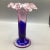 Art Deco Murano Colbalt Blue With Pink Swirl Floral Studio Art Glass Vases - A Pair For Sale - Image 3 of 12