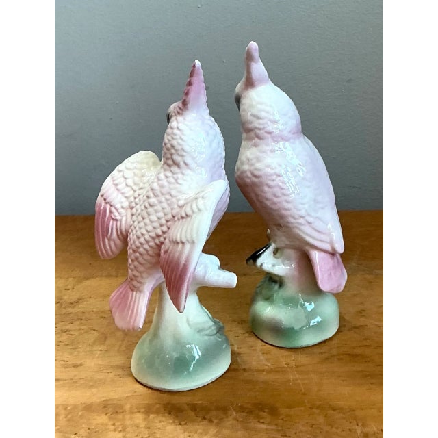 Mid-Century Modern Vintage Ceramic Cockatoo Figurines - Pair For Sale - Image 3 of 12