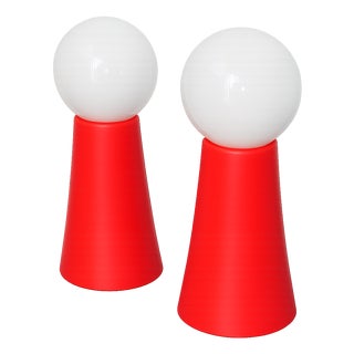 Space Age Lamps in Glass and Plastic, 1970s, Set of 2 For Sale