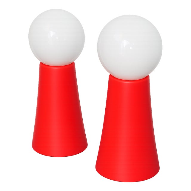 Space Age Lamps in Glass and Plastic, 1970s, Set of 2 For Sale