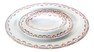 Vintage Bavarian Psag Floral Pattern Set of 3 Platters