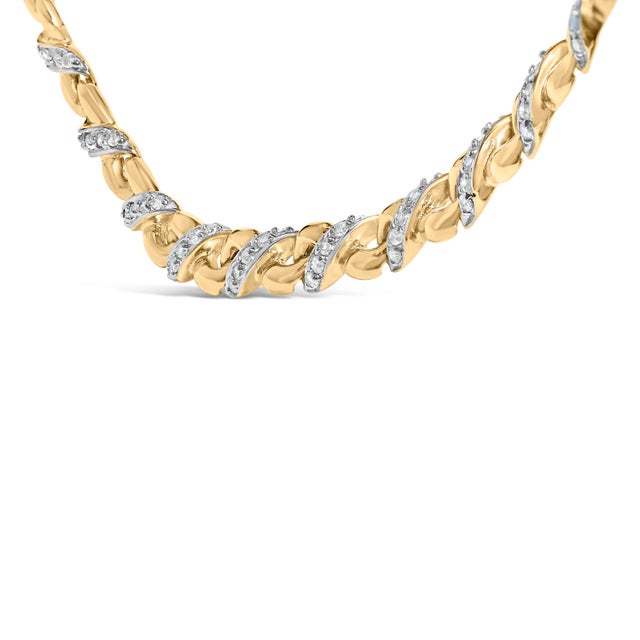 10K Yellow Gold 1 cttw Diamond Riviera Statement Pendant Necklace (J-K, I2-I3) For Sale - Image 4 of 5