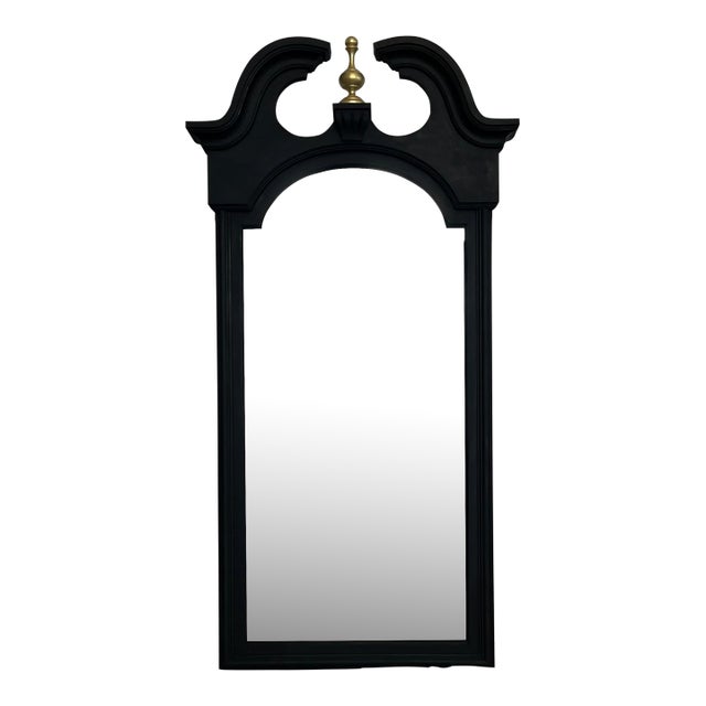 Tall, Narrow Chippendale "Broken Arch" Style Ebonized Mahogany Mirror For Sale