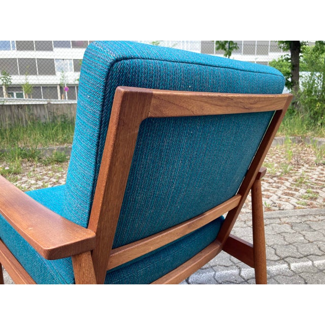 Mid-Century Petrol and Teak Easy Chair from Wilhelm Knoll Antimott, 1965 For Sale - Image 11 of 18