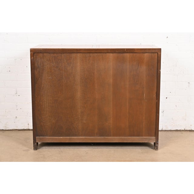 Michael Taylor for Baker Furniture Far East Collection Chinoiserie Burled Walnut Bar Cabinet, 1960s For Sale - Image 10 of 12