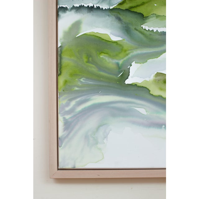 "Mountainscape No. 7" Contemporary Original Abstract Mountain Landscape Watercolor Painting on Canvas With Floater Frame by Elizabeth Becker For Sale - Image 4 of 4