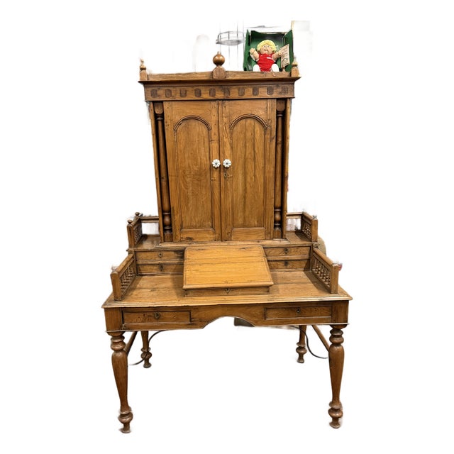 19th Century Antique Wooden Secretary Desk For Sale