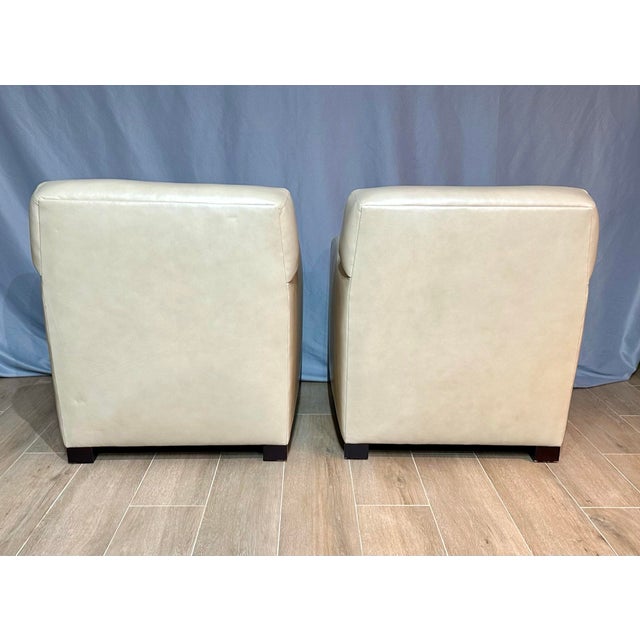 Pair of A. Rudin Cream Leather Club Chairs For Sale - Image 4 of 10