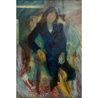 Itamar Siani, Rare Jewish Yemenite Woman Oil Painting Israeli Girl Judaica Itamar Siani, 1979 For Sale