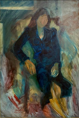 Itamar Siani, Rare Jewish Yemenite Woman Oil Painting Israeli Girl Judaica Itamar Siani, 1979