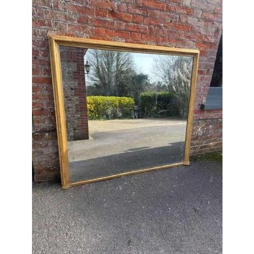 Glass Large Antique Carved Wood and Gesso Gilt Overmantle Mirror, 1800s For Sale - Image 7 of 7