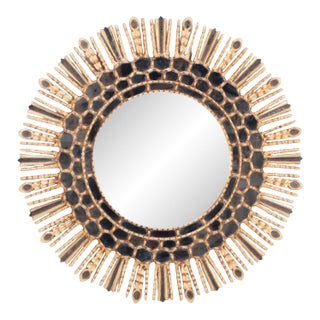 Giltwood and Gesso Sunburst Mirror, C 1970 For Sale