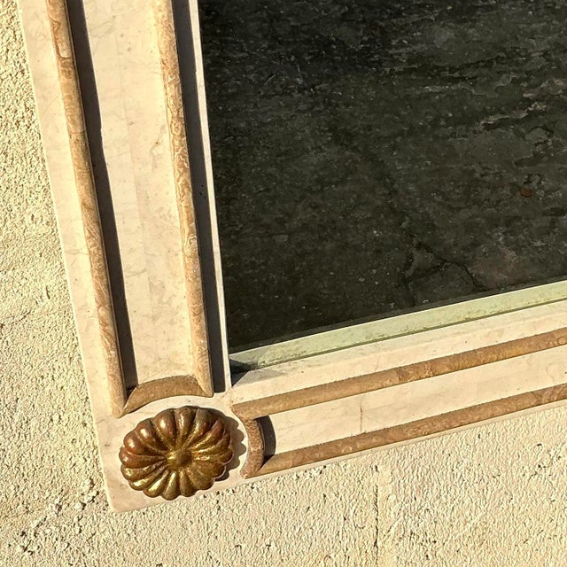 Vintage Boho Tessellated Stone Arched Mirror For Sale - Image 4 of 7