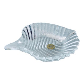 1980’s Vintage French ‘Cristal D’Arques’ Lead Cut Crystal Leaf Vide Poche For Sale