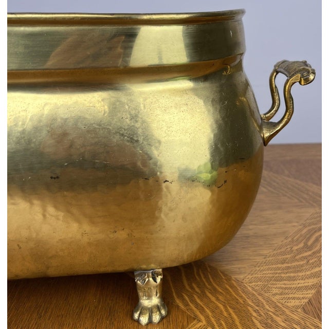 Vintage Style Brass Jardiniere with Handles For Sale - Image 5 of 18