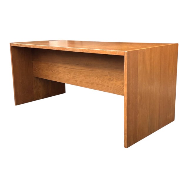 1960s Scandinavian Modern Teak Executive Desk With Floating Pedestal Design For Sale - Image 15 of 17
